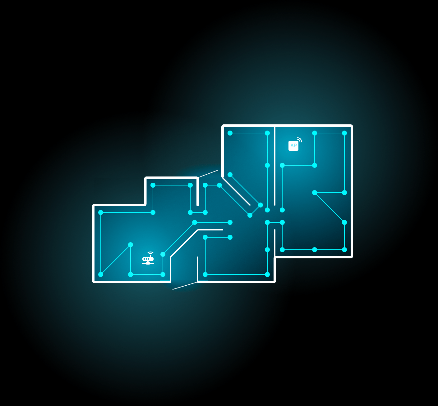 Wi-Fi heatmap of an apartment with two routers